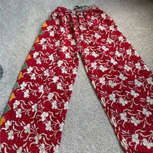 Floral Red Kantha women’s reversible cotton pants